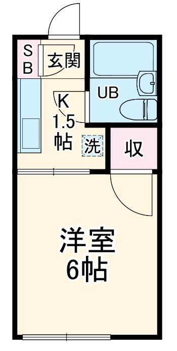 柿ノ木ヴィレッジ2番館(1K/1階)の間取り写真