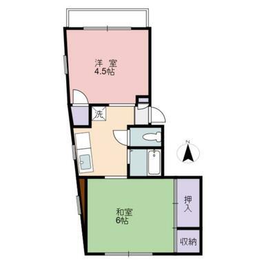 三輪ビル(2K)の間取り写真