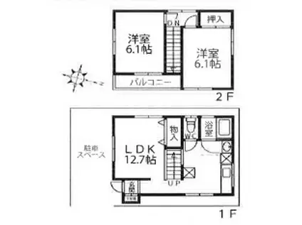 東京都新宿線 篠崎駅 徒歩13分 2階建 築47年(2LDK)の間取り写真