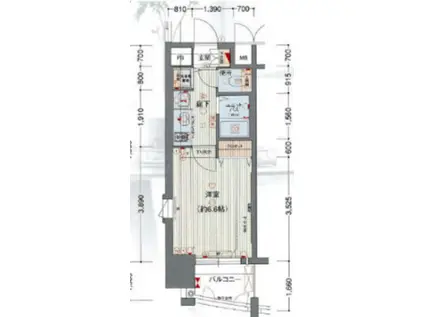 プレサンス名古屋駅前ヴェルロード(1K/7階)の間取り写真