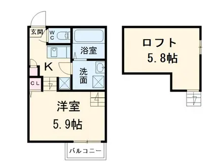 レーヴ・フルール(1K/1階)の間取り写真