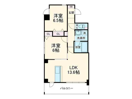 リバーストーム白鳥(2LDK/3階)の間取り写真