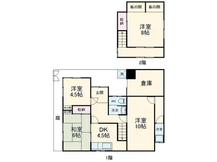 四日市あすなろう 追分駅(三重) 徒歩7分 2階建 築68年(4DK)の間取り写真
