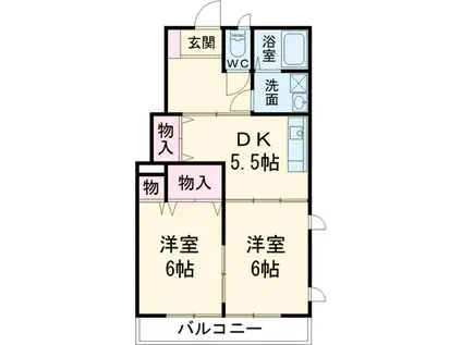 グレーシア中郷B(2DK/1階)の間取り写真