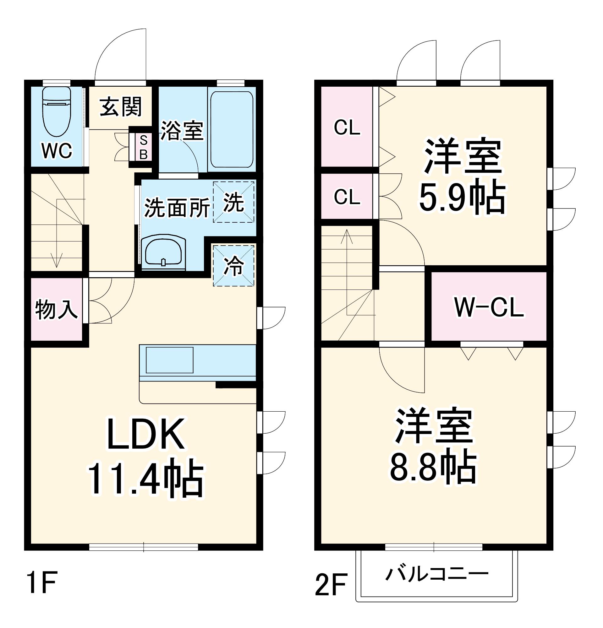 ウィル川宮町(2LDK)の間取り写真