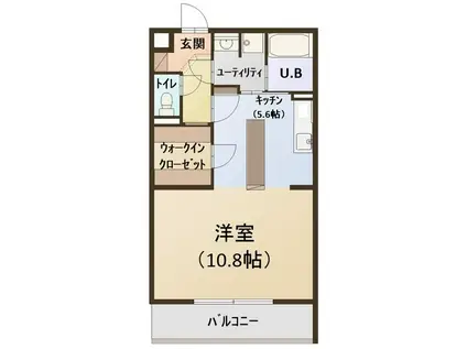 リリーローサ(ワンルーム/2階)の間取り写真