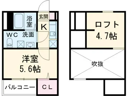 FELICE VITA(1K/2階)の間取り写真