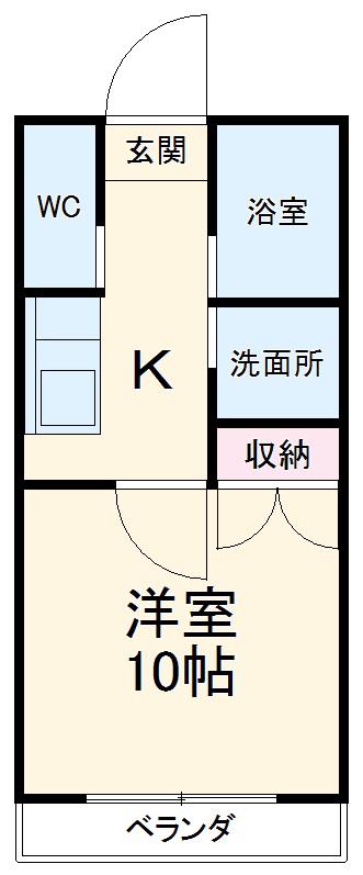 メゾン常夜灯(1K/1階)の間取り写真