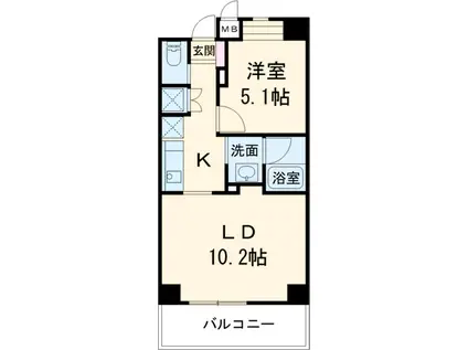 セレニティー金山(1LDK/2階)の間取り写真