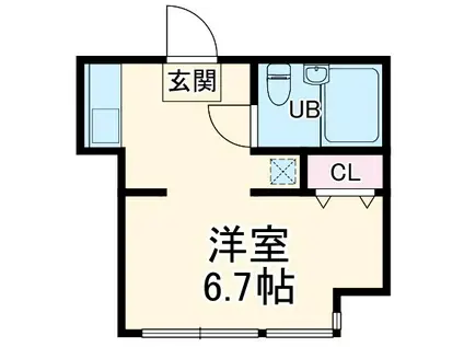 ディアコート早川(ワンルーム/2階)の間取り写真