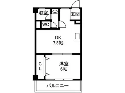 第1三鈴ビル(1DK/2階)の間取り写真
