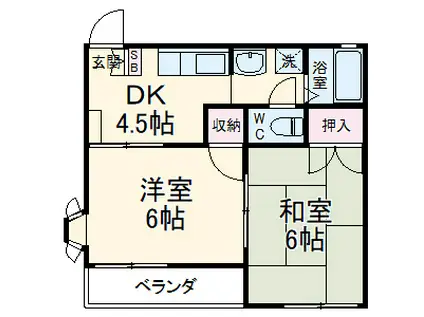 ハイツ中浜(2DK/2階)の間取り写真