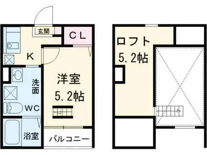 ボルツァーノ(1K/2階)の間取り写真