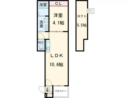 プライズ南十番(1LDK/2階)の間取り写真