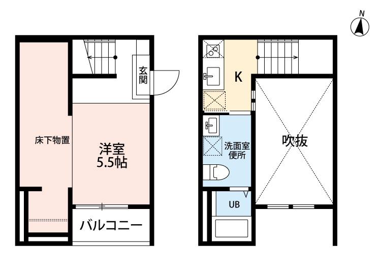 VIVA米野Ⅱ(1K/1階)の間取り写真