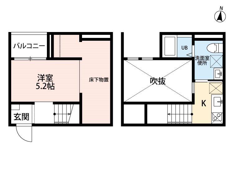 VIVA米野Ⅱ(1K/2階)の間取り写真