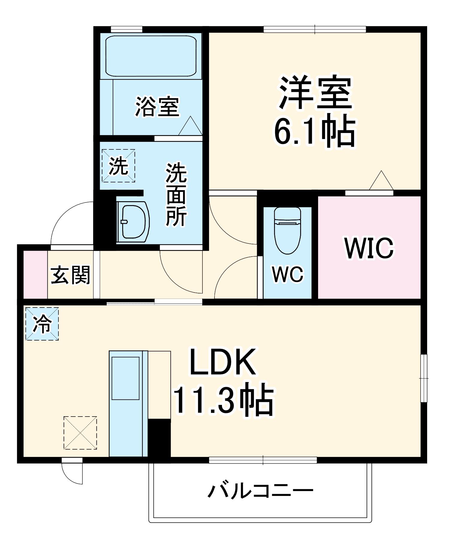 クレール・ヴィラージュⅢ(1LDK/1階)の間取り写真
