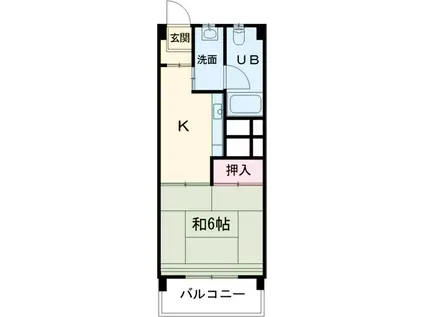 中駒九番団地3号棟(1DK/11階)の間取り写真