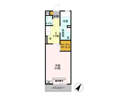 グランシャリオ(1K/2階)の間取り写真