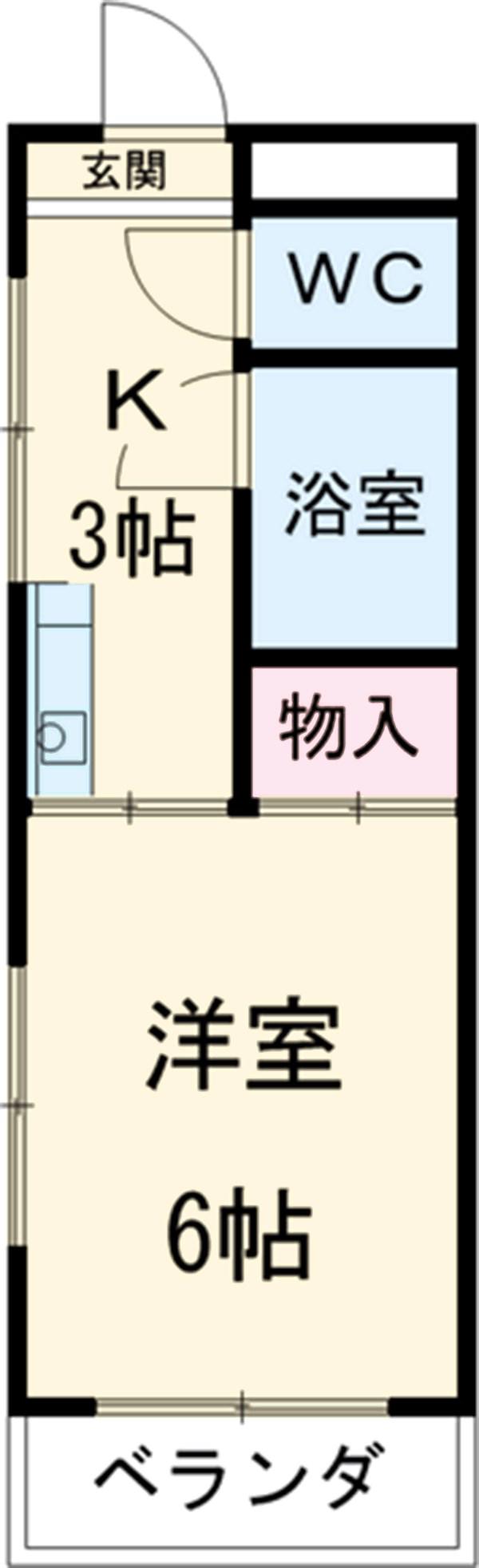 フラット道徳(1K/2階)の間取り写真
