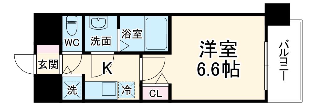 プレサンス名古屋STATIONフレア(1K/2階)の間取り写真