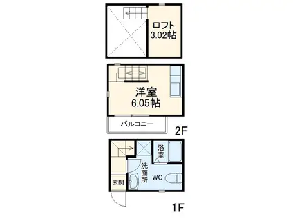 アースクエイク川間(ワンルーム)の間取り写真
