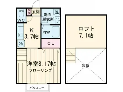 ヴィレヂ・ハピネス7(1K/2階)の間取り写真