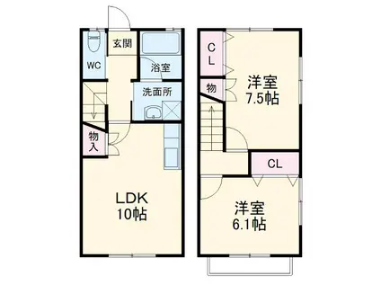 APT坂上 B棟(2LDK)の間取り写真