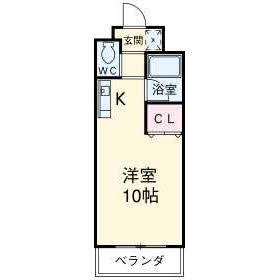 キャスティルⅠ(1K/1階)の間取り写真