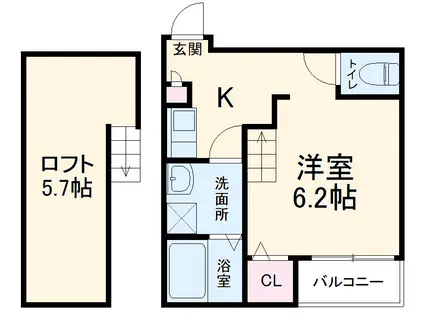 クオーレ名古屋(1K/2階)の間取り写真