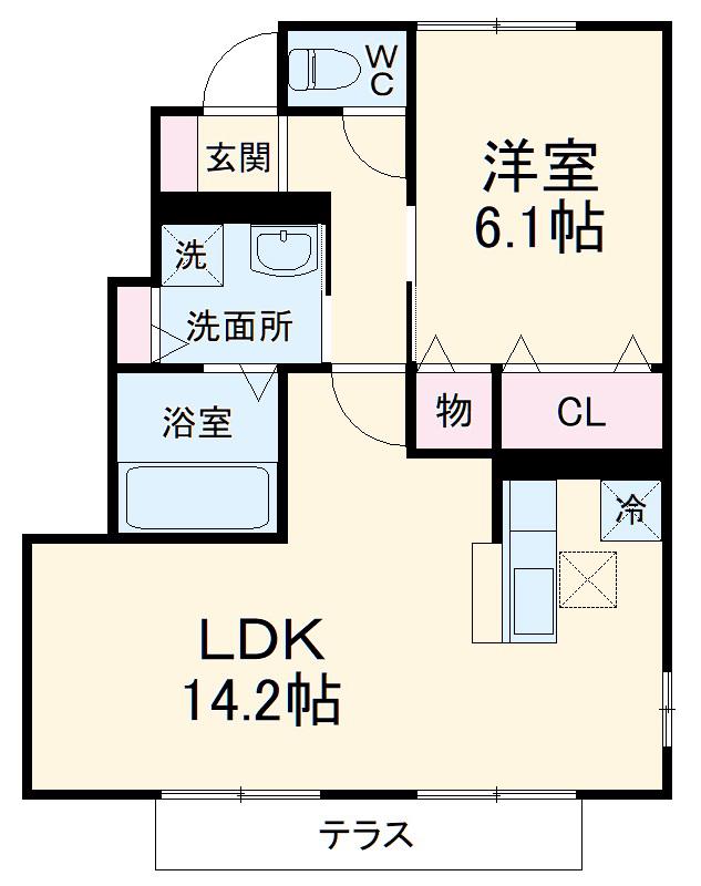 ソレアードV(1LDK/1階)の間取り写真