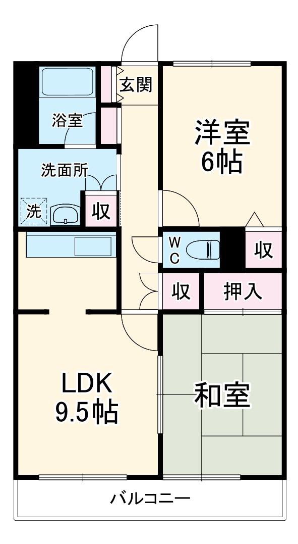 ファミール勝田台(2LDK/3階)の間取り写真