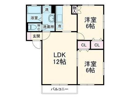 メゾンSE(2LDK/2階)の間取り写真