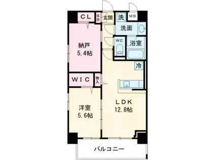 グランジュテⅡ(1SLDK/5階)の間取り写真