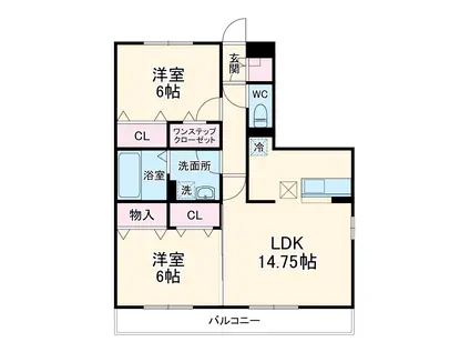 アトリアⅠ(2LDK/1階)の間取り写真