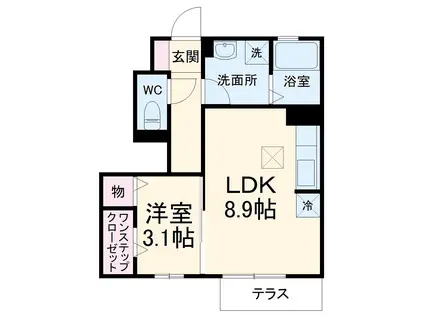 グリーンコート(1LDK/1階)の間取り写真