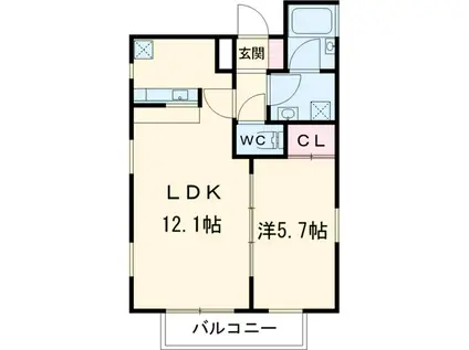 クラージュ(1LDK/2階)の間取り写真