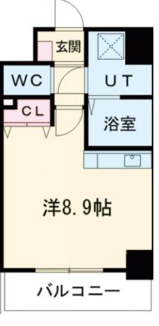 アレーヌコート新瑞橋(ワンルーム/9階)の間取り写真