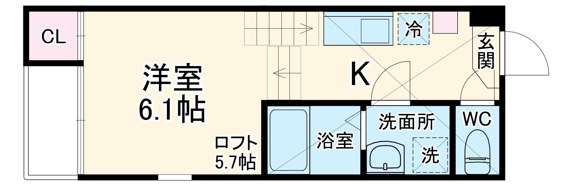 ハーモニーテラス鶴田Ⅱ(1K/1階)の間取り写真
