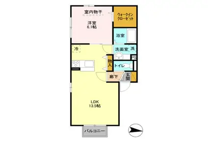 メゾンK Ⅱ(1LDK/2階)の間取り写真