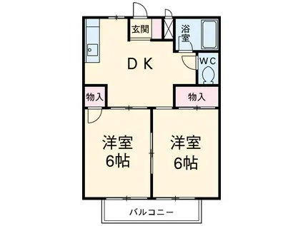 ハイツ まきのA(2DK/1階)の間取り写真