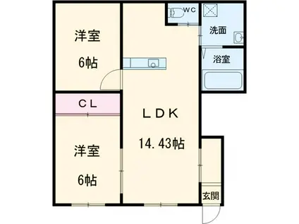 ライフスタイル長尾(2LDK/1階)の間取り写真