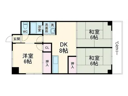 相互ビル(3DK/4階)の間取り写真