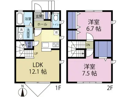 ラ・フルール(2LDK)の間取り写真
