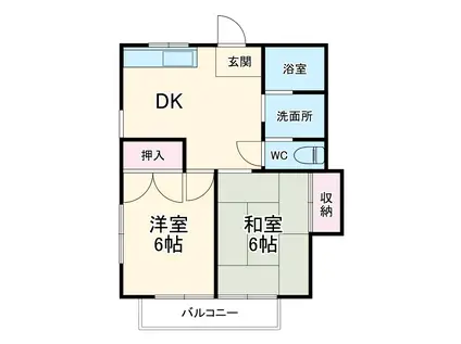 ハイツクレマツⅠ(2DK/1階)の間取り写真