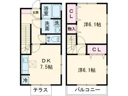 千代田・常磐緩行線 亀有駅 徒歩28分 2階建 築13年(2DK)の間取り写真