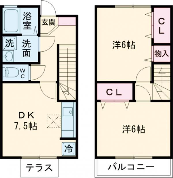 千代田・常磐緩行線 亀有駅 徒歩28分 2階建 築14年(2DK)の間取り写真