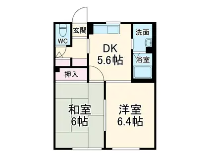 ふるさとB(2DK/1階)の間取り写真