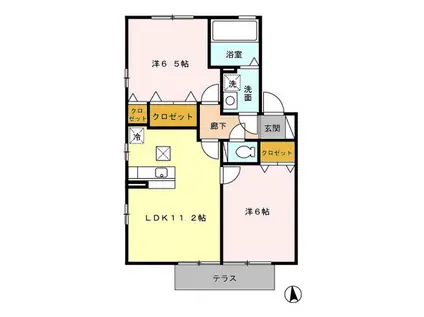 ウィルモア壱番館(2LDK/1階)の間取り写真