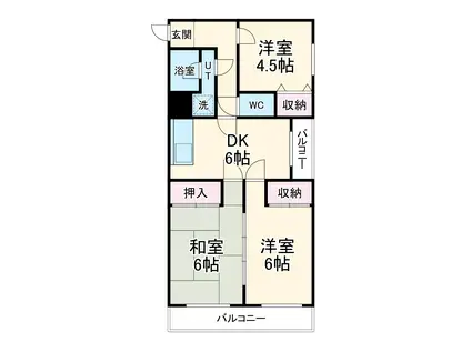 カーサ水海道(2DK/3階)の間取り写真